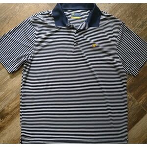 JACK NICKLAUS GOLDEN BEAR Embroidered  Polo Shirt Blue And White Striped Size L